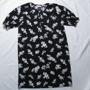 LOFT womens DRESS black WHITE floral SHIFT so soft PETITE lightweight SIZE SP